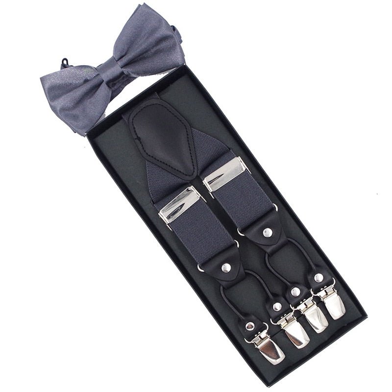 Arthur's Bow Tie and Suspenders Set - Peaky Hat - Picked by Peaky Hat - Dark Grey - 