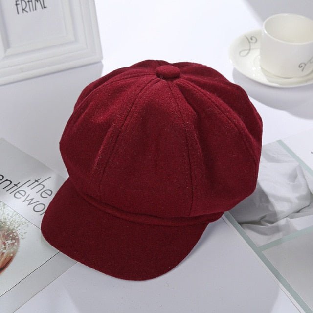New Women Woolen Newsboy Hat - Peaky Hat - Picked by Peaky Hat - Red wine - 