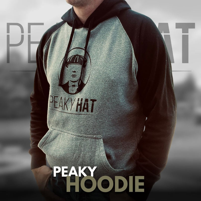Peaky Hat Hoodie - Peaky Hat - Made by Peaky Hat - Peaky Hat Logo on Heather Gray and Black - 